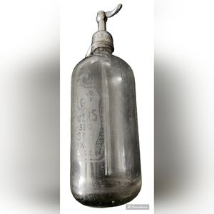 Vintage  Mineral Water Seltzer Bottle Glass Straw OK Botteling Co  New York